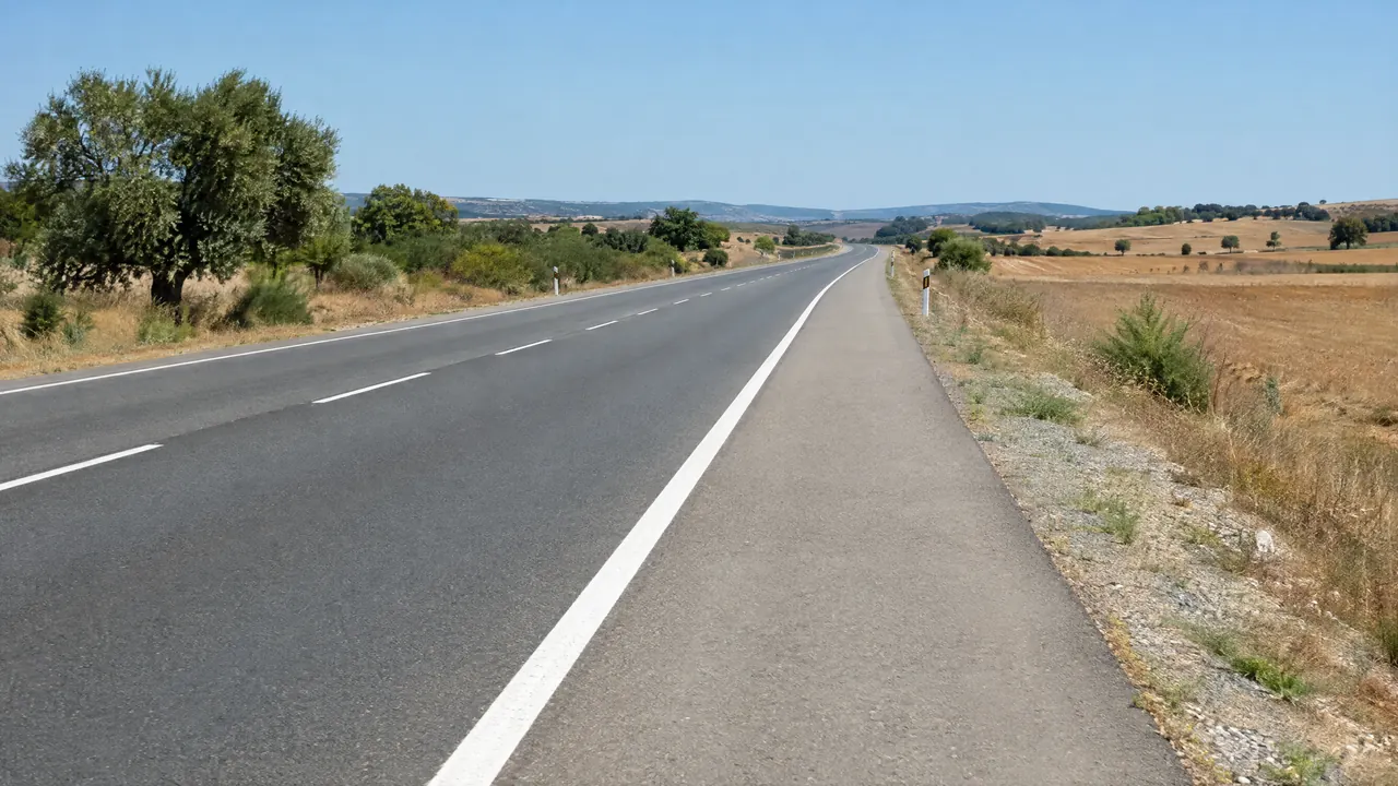 Ejemplo de arcén en una vía española