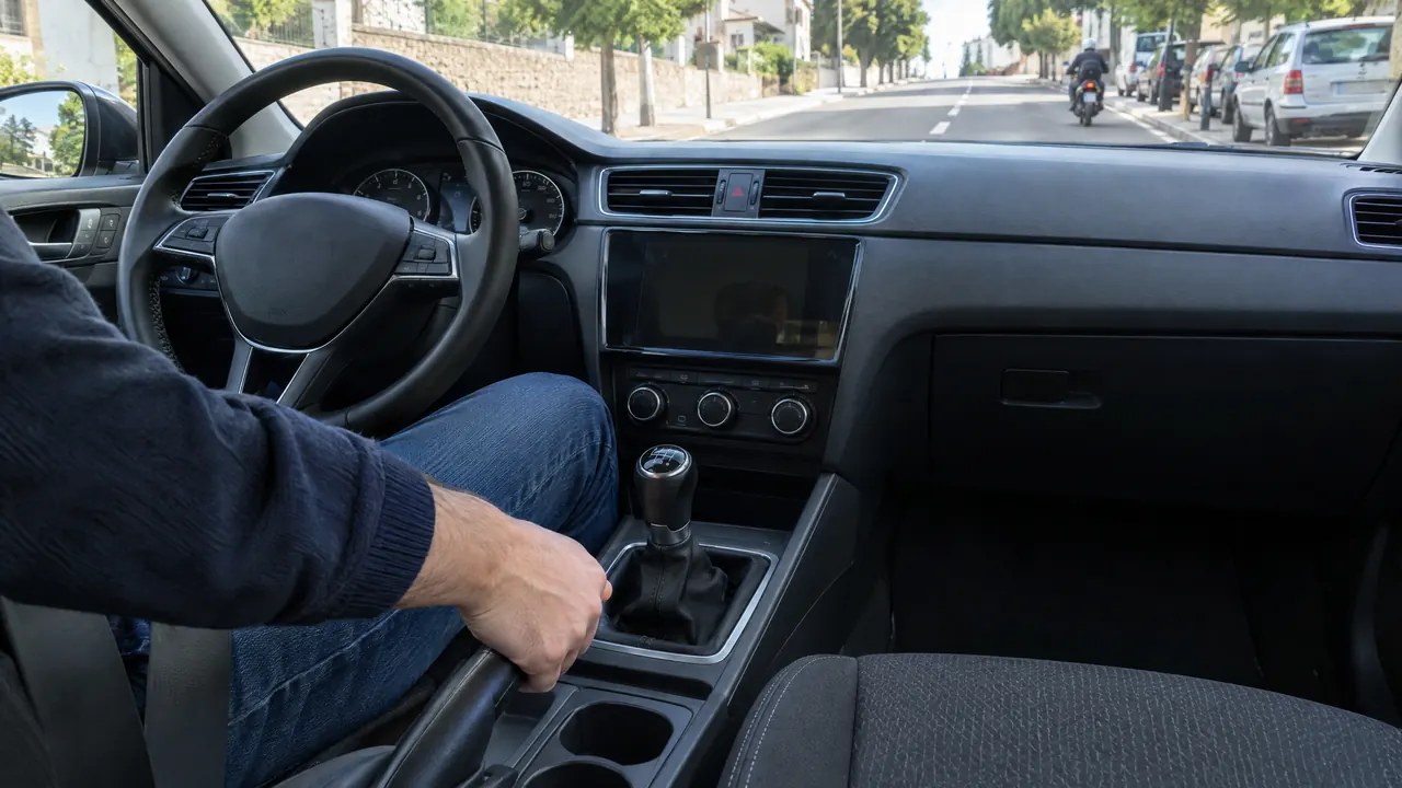 Ejemplo de freno de estacionamiento en una vía española