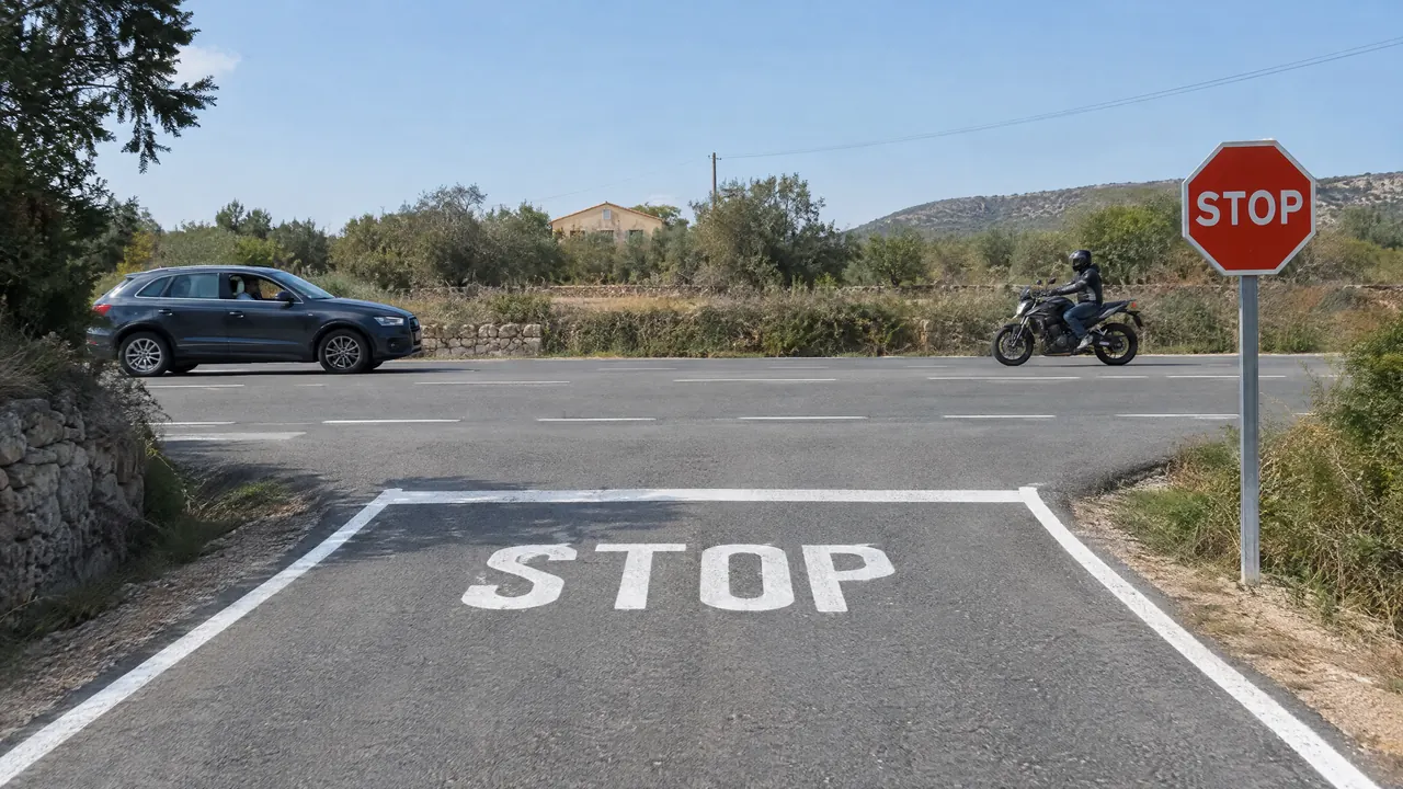 Ejemplo de stop en una vía española