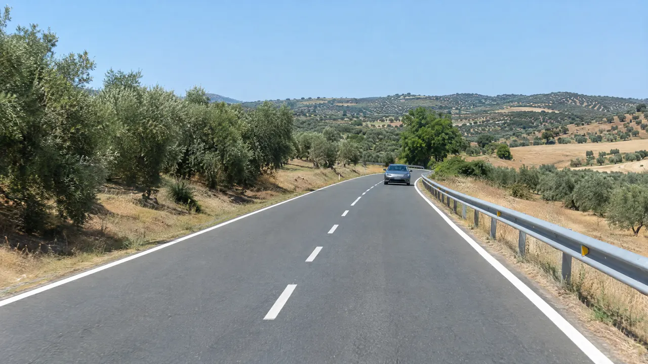 Ejemplo de vía interurbana en una vía española